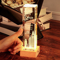 Trophée en cristal créatif haut de gamme avec base en bois, prix personnalisé pour cadeaux d'affaires