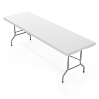 Mesa Plegable GSD para Exteriores de 8 Pies, Portátil, de Plástico Blanco, Larga, para Fiestas, Comedor, Bodas, Silla Plegable