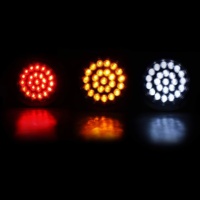 Feux arrière LED ronds étanches IP67 24V pour camions et semi-remorques, avec lentille rouge, pour frein, stop, clignotant et marche arrière - Vente en gros