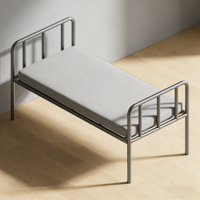 Cadre de lit simple en métal robuste moderne avec pieds tubulaires de 38 mm, barrières en acier thermolaqué, idéal pour dortoirs scolaires, auberges et hôtels, facile à assembler
