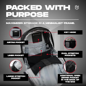 Cross Body Magnetic <b>Backpack</b> Unisex Oxford Cloth Multi Functional Outdoor Sports Bag <b>Black</b> Solid Color - Product Image 1