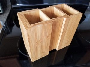 <span class=keywords><strong>Portaposate</strong></span> in legno, <span class=keywords><strong>portaposate</strong></span> nero Rack con 2 scomparti utensili da cucina - Product Image 5