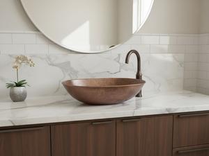 Évier de cuisine rustique en cuivre martelé fait main, style ferme, avec patine antique, finition décorative - Product Image 2