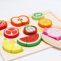 Bestverkochte houten magnetische snijspeelgoed voor kinderen, fruit- en groentekitchen speelgoed cadeauset