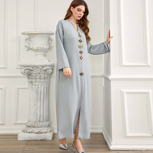 SIPO Jilbab – robe musulmane, tenue décontractée, Djellaba, Kimono, EID, femme, turc, arabe, col en v, perçage élégant - Product Image 5