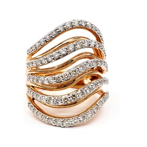 New Arrival Fine Jewellery Factory Classic Western Design 18k Rose Rhodium Real Diamond Brilliant Cut Cocktail Wedding Rings - Product Image 1