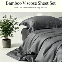 Parure de draps plats occidentaux en fibre de bambou 100% biologique tissée, motif uni, 300 fils/cm², personnalisable, 4 pièces, pour la maison, toutes saisons, vente en gros