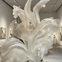 Grande sculpture d'installation en organza sur mesure, motif vague, pour toile de fond de scène de mariage, vitrine de centre commercial, hall d'hôtel, accessoires de décoration florale de grande envergure