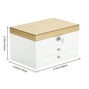 Luxurious Custom Logo Jewelry Case Storage Organizer Wood Jewelry Box For Women Girls