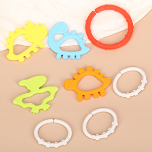 Jouet combiné en forme de dinosaure pour bébés de 0 à 24 mois, jouet éducatif pour la dentition, anneaux en silicone unisexes - Product Image 2
