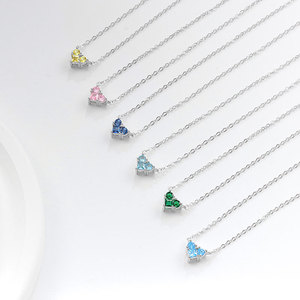 สร้อยคอเงินแท้ S925 รูปหัวใจประดับเพชรซิคอน พร้อมพลอยประจำเดือนเกิด 12 แบบ สร้อยคอขนาดกะทัดรัดสำหรับวันวาเลนไทน์ - Product Image 4