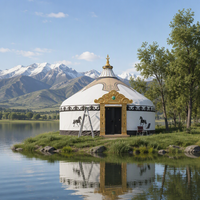 Tente yourte mongole en toile épaisse à quatre couches, quatre saisons, une chambre, imperméable, isolée, indice d'étanchéité >3000 mm