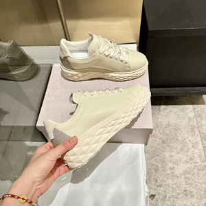 Baskets compensées à lacets pour femme Jimmy avec semelle à motif diamant, baskets décontractées à semelle épaisse pour le quotidien - Product Image 1