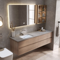 Meuble-lavabo mural en marbre avec miroir, modèle 2026, nouvelle collection, personnalisable pour salle de bain, en pierre, vente chaude