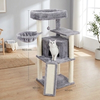 Arbre à chat multifonctionnel de luxe de haute qualité avec colonnes à griffer en sisal, grande maison pour chat à espaces multiples