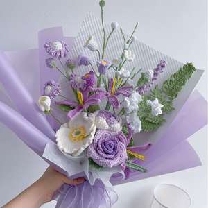 Exquisito Ramo <span class=keywords><strong>de</strong></span> Rosas <span class=keywords><strong>de</strong></span> Algodón Tejido a Mano - Arreglo Floral <span class=keywords><strong>de</strong></span> Alta Calidad, Duradero, Romántico y Soñador para el Día <span class=keywords><strong>de</strong></span> Acción <span class=keywords><strong>de</strong></span> Gracias - Product Image 5