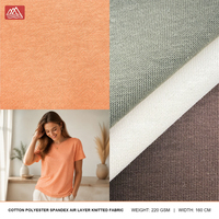 Tela de Punto de Algodón, Poliéster y Spandex, Tipo Scuba Air Layer, 220GSM, Suave, Elástica en 4 Direcciones, para Camisetas, Faldas y Sudaderas, Venta al Por Mayor