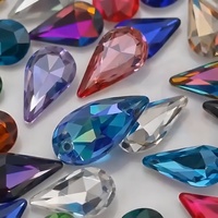 Perles de cristal en strass à coudre en forme de goutte d'eau, verre multi-facettes pour vêtements, robes, bijoux, décoration DIY