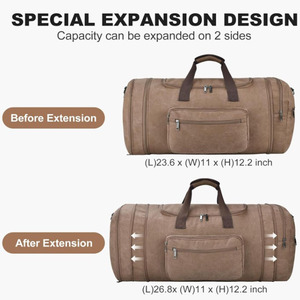 Bolsa de Viaje Extensible de Lona de 60L, Impermeable, para Fin de Semana, con Correa de Hombro Desmontable para Hombre - Product Image 2