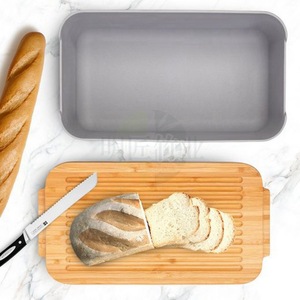 Boîte à pain en bambou avec planche à découper, 1 niveau, récipient de stockage alimentaire pour la cuisine - Product Image 3