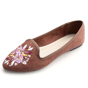 HE-<span class=keywords><strong>zapatos</strong></span> planos informales de microfibra para <span class=keywords><strong>mujer</strong></span>, calzado con punta afilada y bordados, cómodos y sin cordones, 2023 - Product Image 3