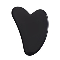 Outil de massage facial et corporel en pierre naturelle de jade noir avec logo personnalisé, emballage en boîte pour usage domestique et spa
