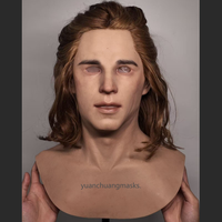 Masque réaliste en silicone souple, respirant et réutilisable, haute simulation, élastique, fabriqué à la main, pour hommes aux cheveux longs, cosplay