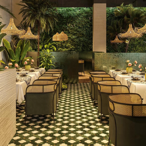 Commercio all'ingrosso OEM ODM Bar caffè poltrona cucina Hotel divano stand ristorante commerciale sala da pranzo mobili sedie tavolo Set - Product Image 5