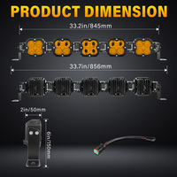 Barre lumineuse LED ambre de 34 pouces, 5 modules, trèfle à quatre feuilles, éclairage de travail tout-terrain, étanche IP67, 150W pour camion, VTT, UTV