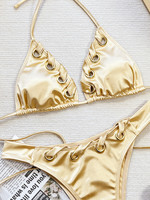 Xuanlang Venta al por mayor Satén Ropa de playa Sexy Girls Micro Bikini Hot Bikini Chica joven Nadar 2 piezas Patchwork Traje de baño