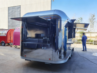 Camion de cuisine mobile multifonctionnel en acier inoxydable, résistant à la rouille, remorquable, pour sushis, barbecue, restauration rapide et snacks