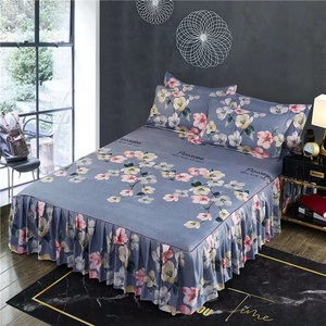 3pcs conjunto suave <span class=keywords><strong>colcha</strong></span> 1pc de impresión falda de la cama + 2pcs funda de almohada de cubierta de cama falda de la cama - Product Image 5