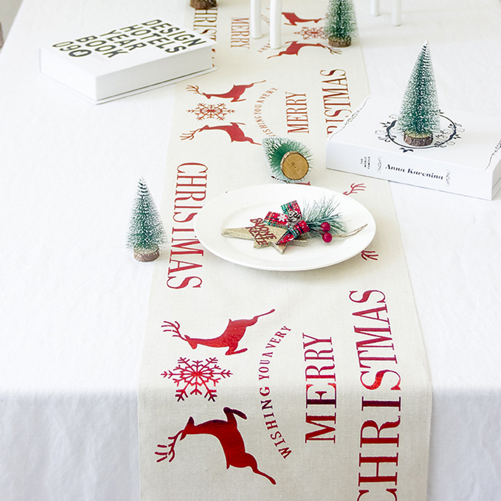 Рождественская скатерть с принтом снежинки оленя Рождественская радостная скатерть