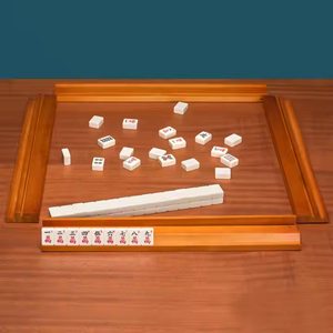 Set di 4 classici di lunghezza estesa in legno di Mahjong rack in legno di pino naturale 18 pollici rack Mahjong con Pushers logo personalizzabile - Product Image 3
