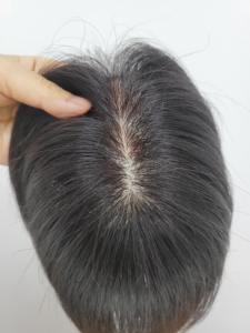 Perruque toupet à clipser en cheveux humains lisses mi-longs de 8 pouces, nouée à la main, de qualité supérieure, légère, couleurs naturelles, WIGTS, bonnet respirant - Product Image 4