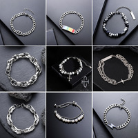 Bracelet unisexe en acier inoxydable, polyvalent, haut de gamme, tendance, simple, rétro, hip-hop, bracelet de mode, adapté aux cadeaux de vacances