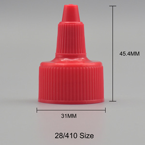 Tapas de botella de champú de plástico de 24mm y 28mm 24/410 28/410, tapa superior torcida acanalada roja, tapa cuentagotas de boquilla larga de <span class=keywords><strong>boca</strong></span> puntual - Product Image 2