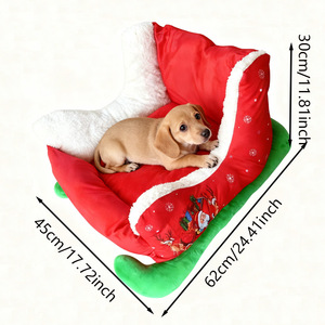 Nouveau Lit <span class=keywords><strong>pour</strong></span> <span class=keywords><strong>Chien</strong></span> Noël 2027, Doux et Chaud en Peluche, Hiver, Antidérapant, Fond Imperméable, Nid de Vacances <span class=keywords><strong>pour</strong></span> Chat, <span class=keywords><strong>pour</strong></span> Chiens de Petite et Moyenne Taille - Product Image 2