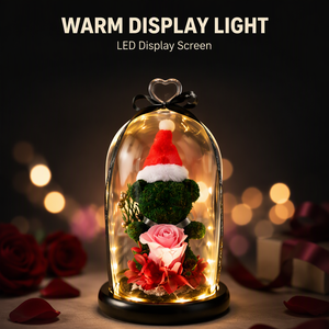 Fleur Éternelle Préservée, Ours en Fleurs Préservées, Ours en Peluche, Cadeau de Noël, Décoration de Mariage de Haute Qualité, Étanche - Product Image 1