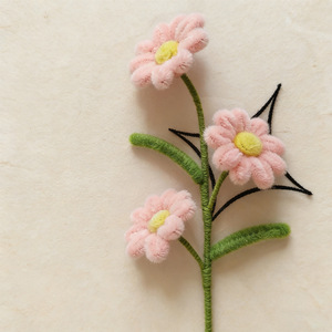 Fiori Artificiali di <span class=keywords><strong>Margherita</strong></span> a <span class=keywords><strong>3</strong></span> Teste su Bastoncini Intrecciati, Bouquet di Fiori Fatti a Mano con Scovolini per Decorazioni Casa e Matrimoni - Product Image 5