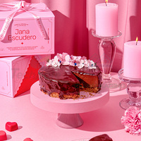 Boîte à gâteaux pop-out rose avec poignée, écologique et de qualité alimentaire, pour biscuits, bonbons, pâtisseries, restauration rapide, emballage en papier avec ruban