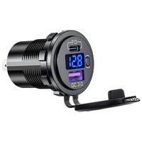 Nouveau chargeur de téléphone pour voiture transfrontalier PD + QC3.0 avec affichage de la tension et interrupteur marche/arrêt, ports allume-cigare USB-A/USB-C