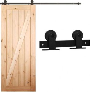 WEKIS Modern Single Sliding Barn Door Zinc Alloy Brass Hardware Kit Interior Door Track <b>Set</b> Screw Durable T Shape Hanger - Product Image 5