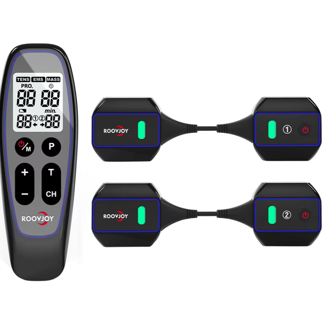 Wireless TENS EMS Unit, 2 Independent Channels with 18 Modes, Rechargeable TENS Machine with 4 Large Electrode Pads