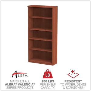 Alera VA636632MC Bibliothèque contemporaine Valencia à 5 étagères 31-3/4w X 14d X 65h pour bureau à domicile, atelier, salon, hôtel - Product Image 2
