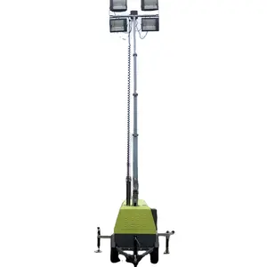 5M Hand Push Lifting Telescopische Mobiele Halogeenlamp Lichttoren Voor Bouwplaats En Mijnbouw