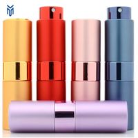 Flacon de parfum atomiseur portable de luxe en aluminium, rechargeable, 8 ml et 10 ml, avec mécanisme rotatif
