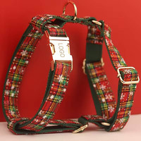 Ensemble Harnais et Collier Réglables pour Chien en Coton et Polyester Écologique, Luxe Personnalisé, Printemps, Noël, Couleurs Unies, avec Gilet et Clochette