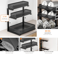 Organisateur de rangement coulissant à 3 niveaux en métal, réglable en hauteur, pour sous évier, armoire de cuisine, salle de bain, garde-manger - Vente en gros
