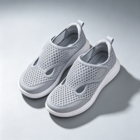 Chaussures de marche décontractées à enfiler pour l'extérieur, respirantes, en tissu maillé évidé, semelle plate légère en EVA, bout rond, pour usage quotidien